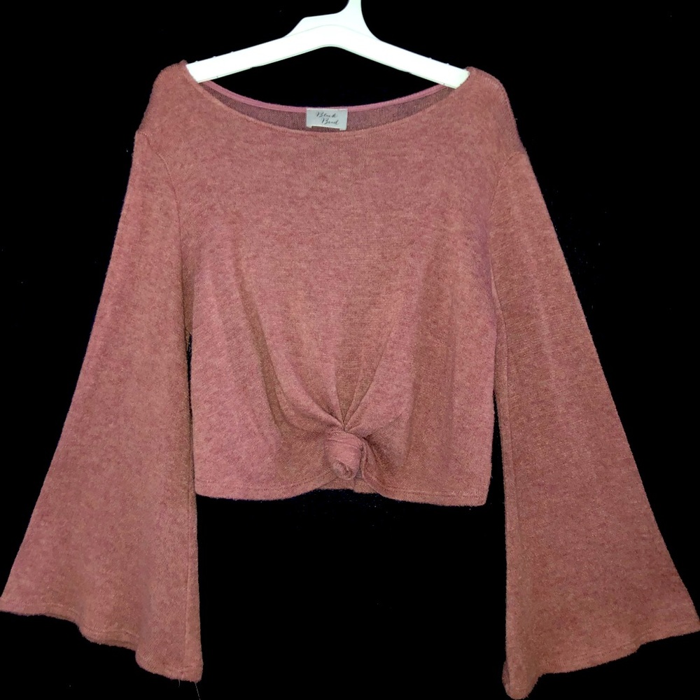 crop sweater with flare sleeves